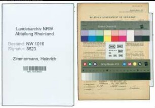 Entnazifizierung Heinrich Zimmermann , geb. 21.10.1896 (Einzelhaendler)
