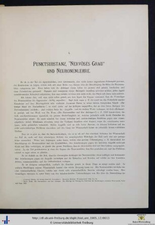 Punktsubstanz, "Nervöses Grau" und Neuronenlehre.
