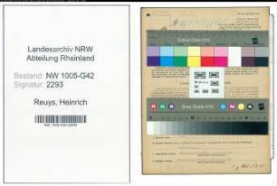 Entnazifizierung Heinrich Reuys , geb. 20.03.1911 (Maler)