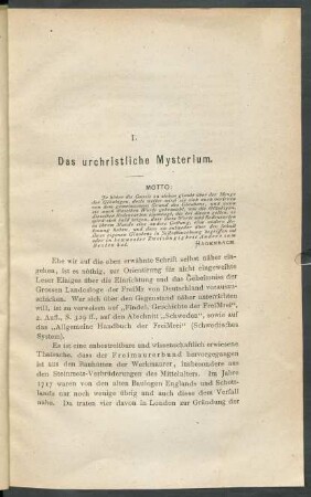 I. Das urchristliche Mysterium.