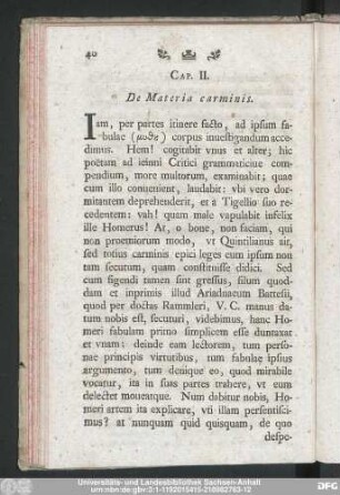 Cap. II. De Materia carminis.