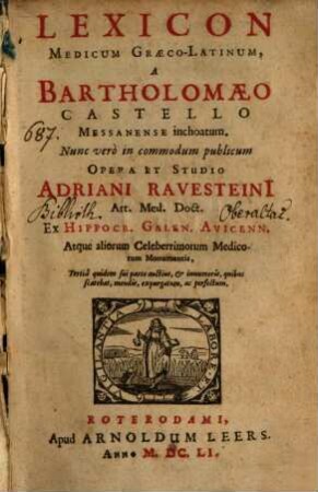 Lexicon medicum graeco-latinum
