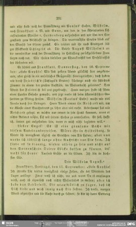 August Wilhelm von Schlegel an Sophie von Schlegel, Frankfurt am Main, 10.09.1818