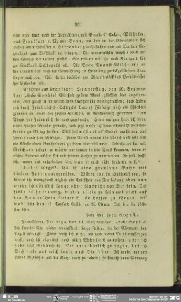 August Wilhelm von Schlegel an Sophie von Schlegel, Frankfurt am Main, 10.09.1818