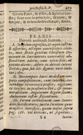 419-428, Praxis devotè audiendi Sacrum.