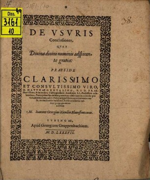 De usuris conclusiones