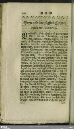 Drey und dreyßigstes Capitel. Von dem Verdienste
