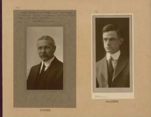 Bl. 42: Fotografien der Mathematiker J. H. Tanner und David Clinton Gillespie, 25.5.1921