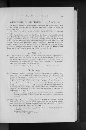 Versammlung zu Marienburg. - 1419 Aug. 17.