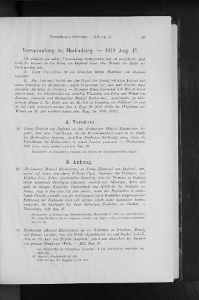 Versammlung zu Marienburg. - 1419 Aug. 17.