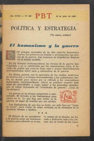 El humanismo y la guerra : Política y estrategia - (No ataco, crítico)