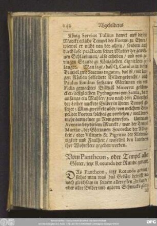 Vom Pantheon, oder Tempel aller Götter/ jetzt Rotunda der Runde genant.