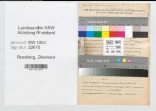 Entnazifizierung Ekkehard Rossberg, geb. 10.01.1900 (Lehrer)