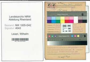 Entnazifizierung Wilhelm Leven , geb. 14.09.1898 (Waechter)