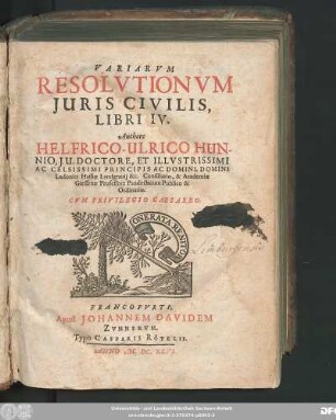 Variarum Resolutionum Iuris Civilis, Libri IV.