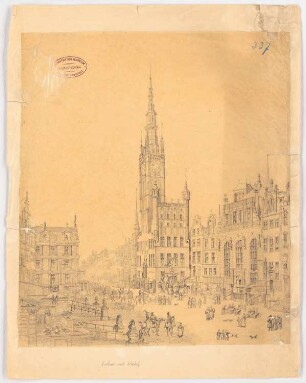 Langer Markt und das Rechtsstädtische Rathaus, Danzig nach Gemälde von Domenico Quaglio: Ansicht