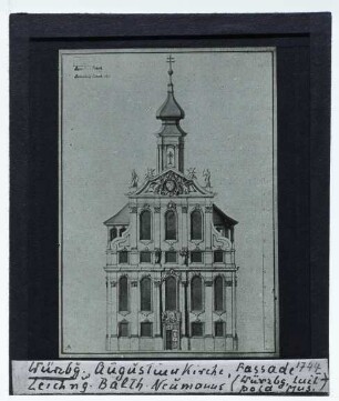 Würzburg, Augustinerkirche,Neumann, Entwurf für die Fassade der Augustinerkirche in Würzburg (Zeichnung) (Würzburg MFM)