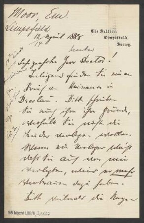 Brief an Ludwig Strecker  an B. Schott's Söhne : 12.04.1888