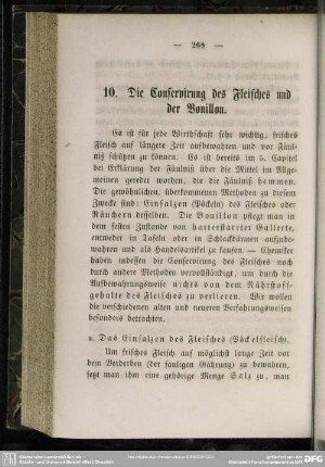 10. Die Conservirung des Fleisches und der Bouillon