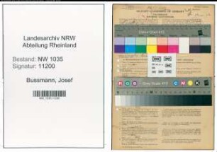 Entnazifizierung Josef Bussmann , geb. 08.02.1905 (Bergmann)