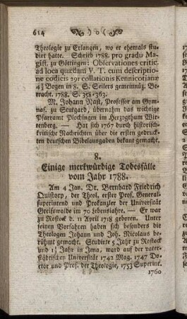 8. Einige merkwürdige Todesfälle vom Jahr 1788