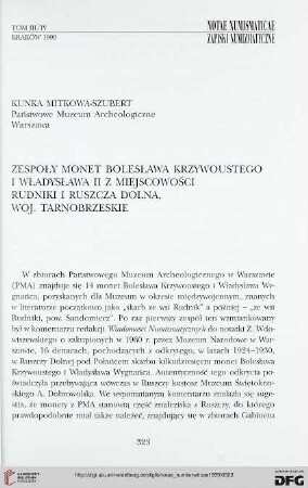3/4: Zespoły monet Bolesława Krzywoustego i Władysława II z miejscowości Rudniki i Ruszcza Dolna, woj. tarnobrzeskie