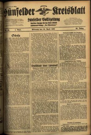 Erste Ausgabe vom Mittwoch, den 10. April 1935.