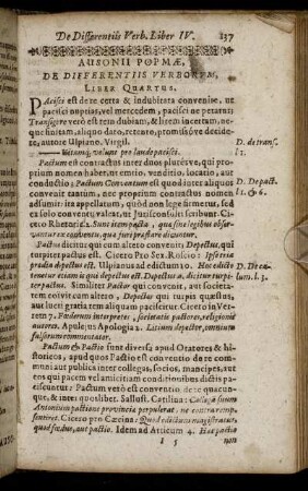 Ausonii Popmæ, De Differentiis Verborum, Liber Quartus.
