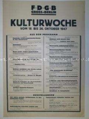 Maueranschlag mit Programm der FDGB-Kulturwoche in Berlin 1947