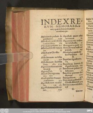 Index Rerum Memorabilium, quae in hoc volumine continentur.