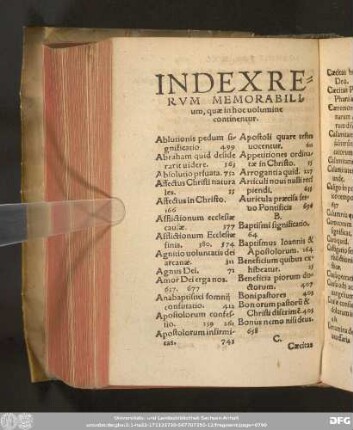 Index Rerum Memorabilium, quae in hoc volumine continentur.