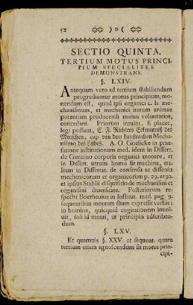 Sectio Quinta. Tertium Motus Principium Specialiter Demonstrans.