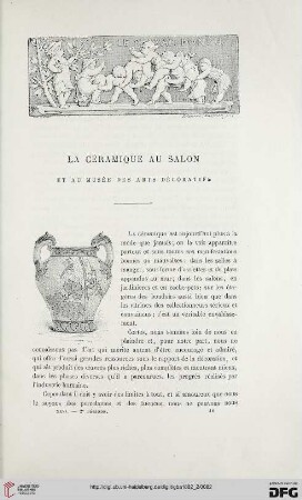 2. Pér. 26.1882: La céramique au Salon et au Musée des arts décoratifs