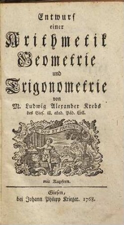 Entwurf einer Arithmetik, Geometrie und Trigonometrie
