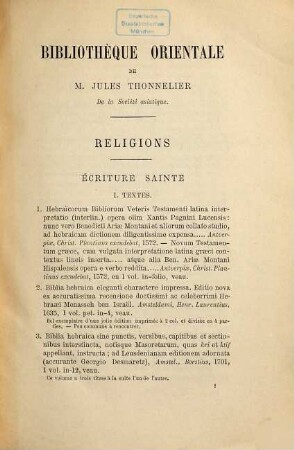Bibliothèque de feu M. Jules Thonnelier, Orientaliste..., 1