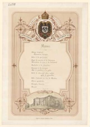 Menükarte : Menü, Königl. Schloss