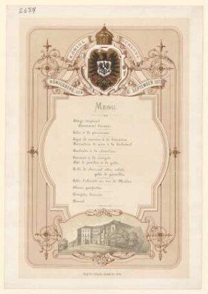 Menükarte : Menü, Königl. Schloss