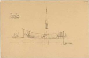 Gsaenger, Gustav; Wolfsburg; Ev. Kreuz Kirche, Gemeindehaus II - Nordseite (Ansicht)
