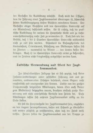 Taktische Verwendung und Wert der Jagdkommandos.