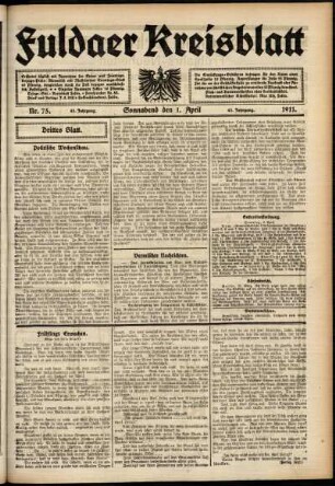 Dritte Ausgabe vom Samstag, den 01. April 1911.