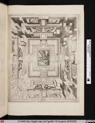 Perspektivische Deckendekoration mit fliegendem Putto.