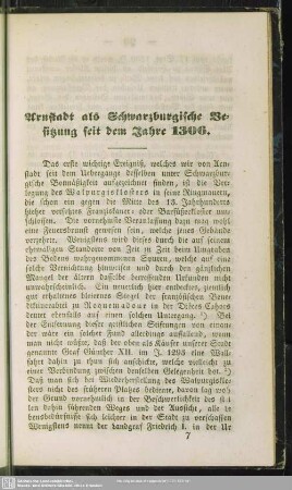 Arnstadt als Schwarzburgische Besitzung seit dem Jahre 1306