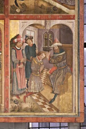 Hauptaltar, sog. Erzväteraltar — Szenen der Geschichte der Erzväter — Rechter, äußerer Altarflügel (Innenseite) mit vier Bildfeldern — Josephs Triumph
