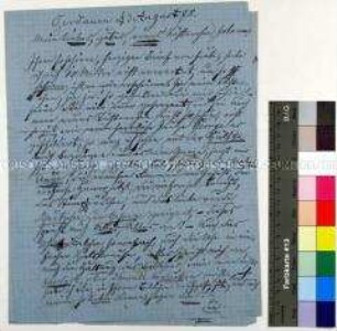 Brief von Eduard Holldack an seine Schwiegertochter Johanna; Gerdauen, 3. August 1878