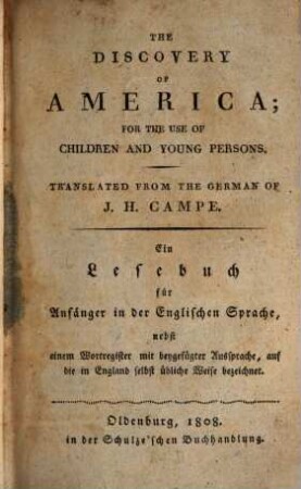 The Discovery of America : for the use of young Persons