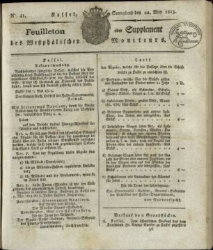 No. 41, Sonnabend den 22. May 1813