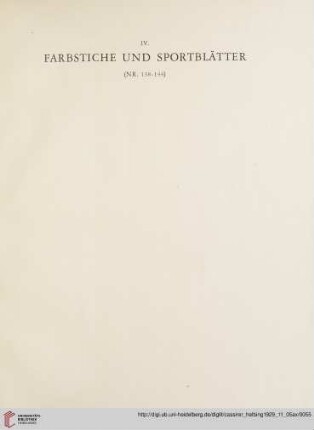 IV. Farbstiche und Sportblätter (Nr. 138-144)