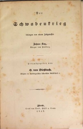 Der Schwabenkrieg : Besungen von einem Zeitgenossen