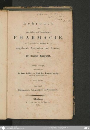 1: Pharmaceutische Naturgeschichte und Waarenkunde