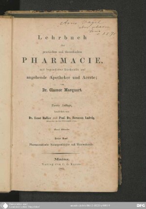 1: Pharmaceutische Naturgeschichte und Waarenkunde